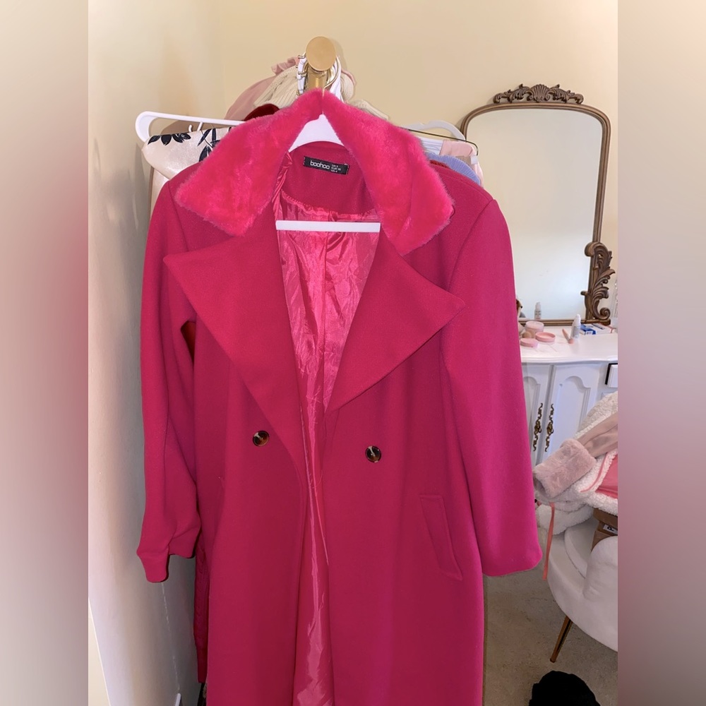 Boohoo Hot Pink Coat Size 4